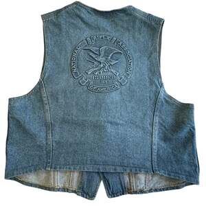 Vintage Denim Embossed NRA Eagle Logo Vest